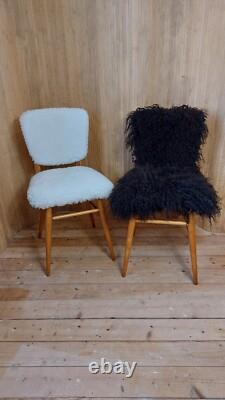 Fab Vintage Retro 1960s Ben Chair Style Kitchen Accent Chair Mongolian Sheepskin