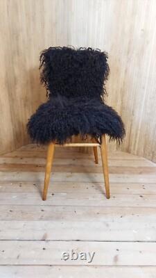 Fab Vintage Retro 1960s Ben Chair Style Kitchen Accent Chair Mongolian Sheepskin