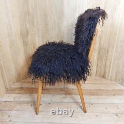 Fab Vintage Retro 1960s Ben Chair Style Kitchen Accent Chair Mongolian Sheepskin