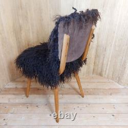 Fab Vintage Retro 1960s Ben Chair Style Kitchen Accent Chair Mongolian Sheepskin
