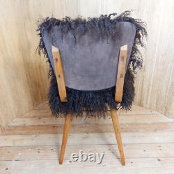 Fab Vintage Retro 1960s Ben Chair Style Kitchen Accent Chair Mongolian Sheepskin