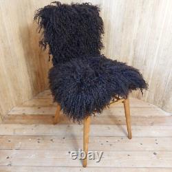 Fab Vintage Retro 1960s Ben Chair Style Kitchen Accent Chair Mongolian Sheepskin
