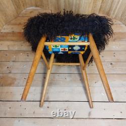 Fab Vintage Retro 1960s Ben Chair Style Kitchen Accent Chair Mongolian Sheepskin