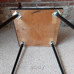 Fab Vintage Retro Handmade Small Side Table Plant Stand Yellow & Black Tiled Top
