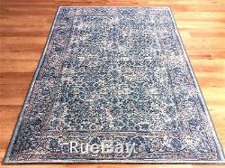 Faded Vintage Traditional Persian DISTRESSED Style TEAL BLUE GREY Natural Rug