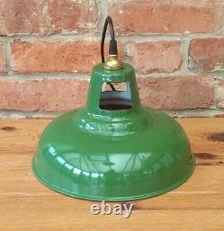 Fantastic Pair of Vintage 11 Green Enamel Pendant Kitchen Lamps/Lights Rewired