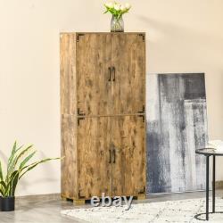 Farmhouse 4-Door Cabinet with Storage Shelves Bedroom & Living Room Rustic Wood