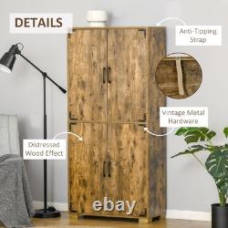 Farmhouse 4-Door Cabinet with Storage Shelves Bedroom & Living Room Rustic Wood
