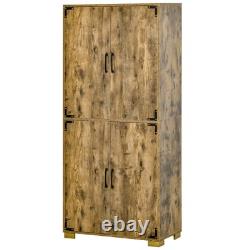 Farmhouse 4-Door Cabinet with Storage Shelves Bedroom & Living Room Rustic Wood