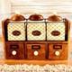 Farmhouse Ceramic Tea Coffee Sugar Jar Set With Wooden Rack And Storage Drawers