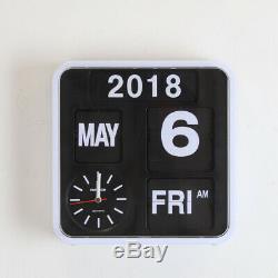 Fartech Retro Modern 9.5 Calendar Auto Flip Desk Wall Clock Black White
