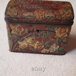 Floral Metal Tea Caddy Storage Tin Vintage Retro Kitchen 1840 Imperial Russia