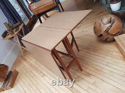 Folding table Vintage old dining Formica Wood Retro Gate leg Drop Leaf KItchen