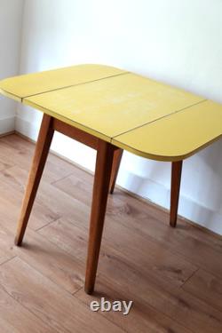 Formica Drop Leaf Dining Table Yellow Vintage 1960's