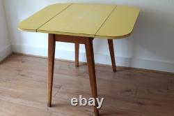Formica Drop Leaf Dining Table Yellow Vintage 1960's