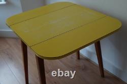 Formica Drop Leaf Dining Table Yellow Vintage 1960's