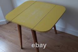 Formica Drop Leaf Dining Table Yellow Vintage 1960's