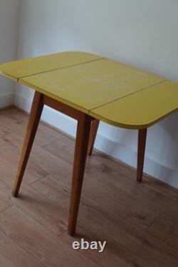 Formica Drop Leaf Dining Table Yellow Vintage 1960's