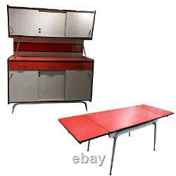 Formica Sideboard Unit & Extending Table 1950s/1960s (Red)