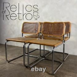 Four Marcel Breuer Cesca Brass Dining Chairs Mid Century Vintage Retro MCM
