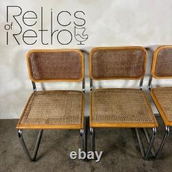 Four Marcel Breuer Cesca Brass Dining Chairs Mid Century Vintage Retro MCM