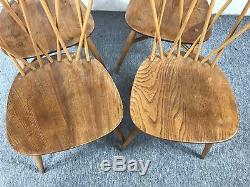 Four Vintage Ercol Candlestick Dining Chairs