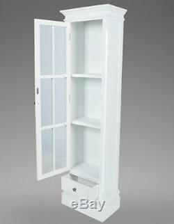 French Display Unit Tall White Bookcase Vintage Storage Furniture Glass Cabinet