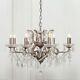 French Style Large Silver 8 Arm Branch French Shallow Cut Glass Chandelier