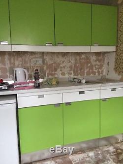 GOING TO TIP original vintage retro 1970s 1960s lime green fitted kitchen units