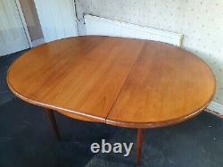 G Plan Fresco circular extendable dining table chairs teak mid century vintage