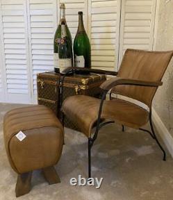 Genuine Leather Brown Feature Accent Armchair Vintage Retro Modern Designer