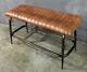 Genuine Leather Bench Seat Vintage Industrial Style