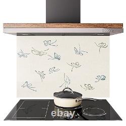 Glass Splashback Kitchen Tile Cooker Panel ANY SIZE Retro Vintage Butterflies