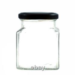 Glass Square Jam Jars 200g 282 ml With Lids Preserving Marmalade Honey