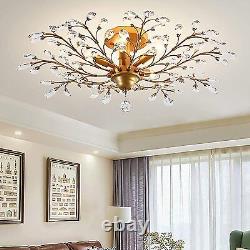 Gold Vintage Crystal Chandeliers 5Light Ceiling Lighting Fixture for Living Room