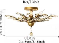 Gold Vintage Crystal Chandeliers 5Light Ceiling Lighting Fixture for Living Room