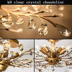 Gold Vintage Crystal Chandeliers 5Light Ceiling Lighting Fixture for Living Room