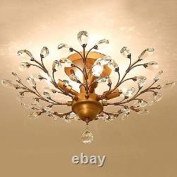 Gold Vintage Crystal Chandeliers 5Light Ceiling Lighting Fixture for Living Room