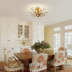 Gold Vintage Crystal Chandeliers 5Light Ceiling Lighting Fixture for Living Room