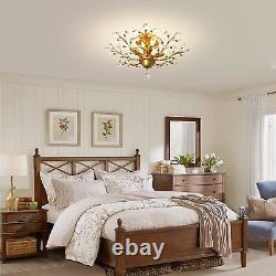 Gold Vintage Crystal Chandeliers 5Light Ceiling Lighting Fixture for Living Room