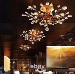 Gold Vintage Crystal Chandeliers 5Light Ceiling Lighting Fixture for Living Room