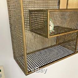 Gold Wall Unit Moroccan Display Shelves Storage Mirror Vintage Metal