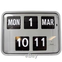 Grayson Light Grey Retro Flip Clock Banking Hall Clock Calendar Clock G231