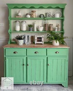 Green Solid Pine Vintage Style Country Farmhouse Kitchen Dresser