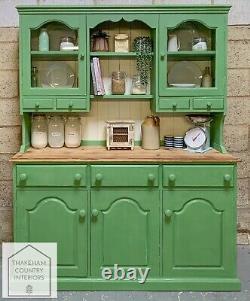 Green Solid Pine Vintage Style Country Farmhouse Kitchen Dresser