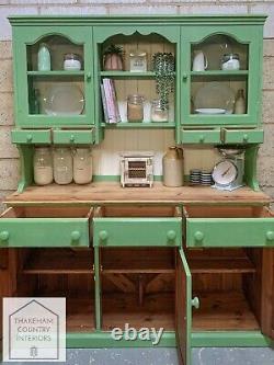 Green Solid Pine Vintage Style Country Farmhouse Kitchen Dresser