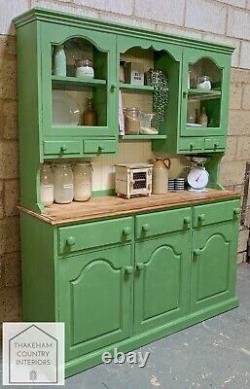 Green Solid Pine Vintage Style Country Farmhouse Kitchen Dresser