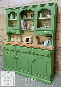 Green Solid Pine Vintage Style Country Farmhouse Kitchen Dresser