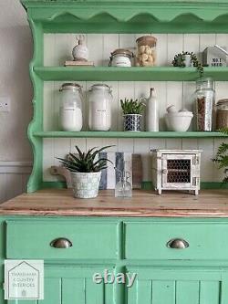 Green Solid Pine Vintage Style Country Farmhouse Kitchen Dresser