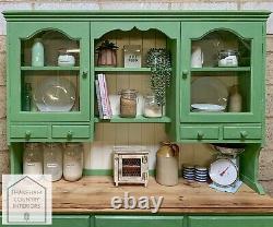 Green Solid Pine Vintage Style Country Farmhouse Kitchen Dresser